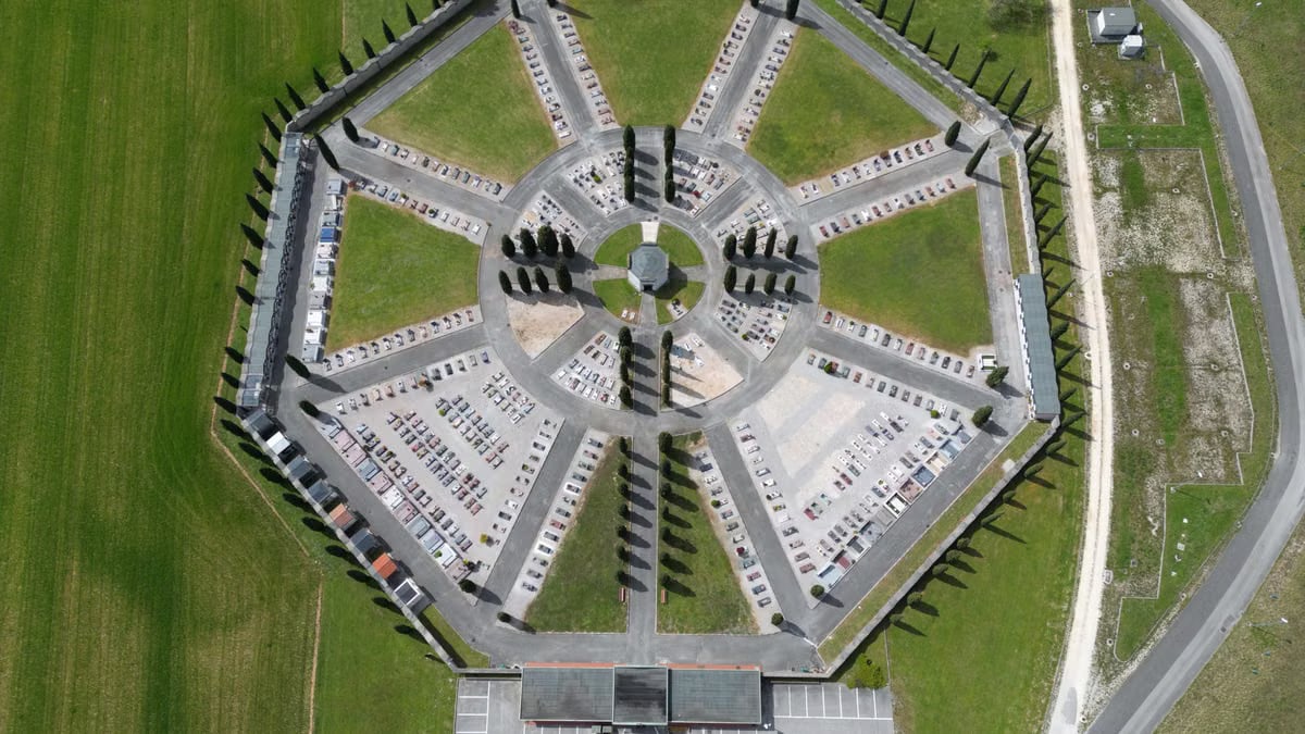 Aerial shot of the Military Memorial of Redipuglia in Corno di Rosazzo, Italy.